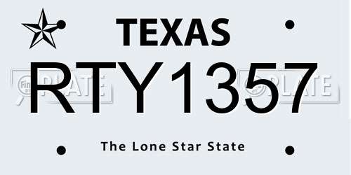 RTY1357 Texas License Plate