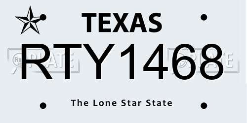 RTY1468 Texas License Plate
