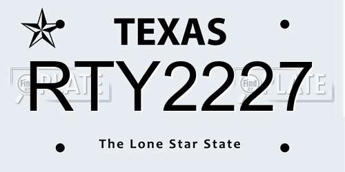 RTY2227 Texas License Plate