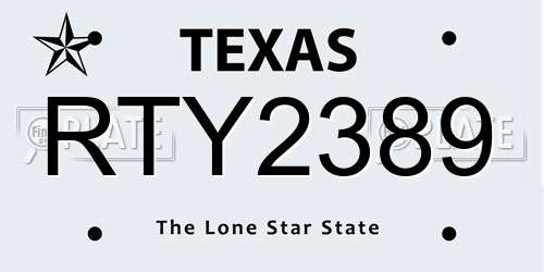 RTY2389 Texas License Plate