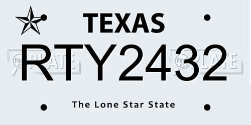 RTY2432 Texas License Plate