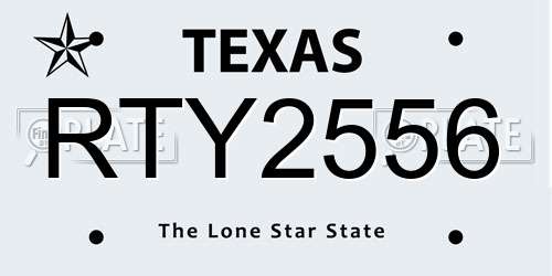 RTY2556 Texas License Plate