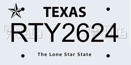 RTY2624 Texas License Plate