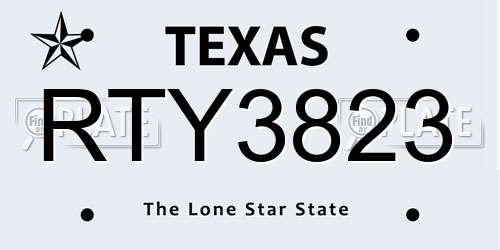 RTY3823 Texas License Plate