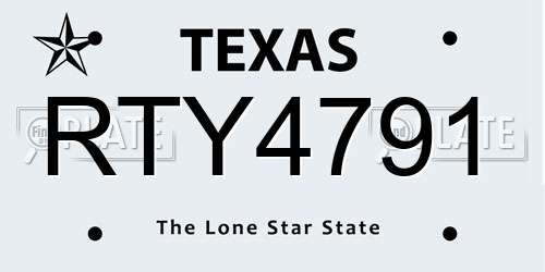 RTY4791 Texas License Plate