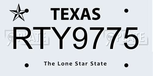 RTY9775 Texas License Plate