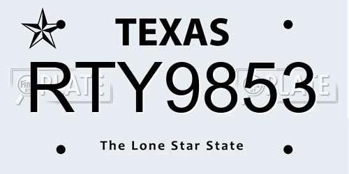 RTY9853 Texas License Plate