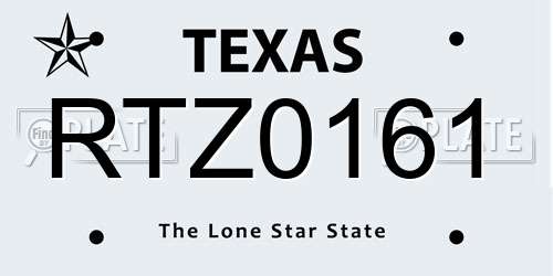 RTZ0161 Texas License Plate