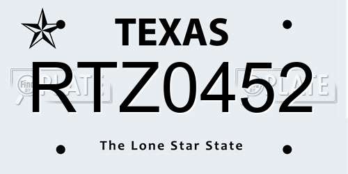 RTZ0452 Texas License Plate