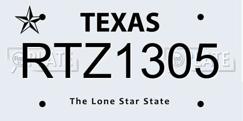 RTZ1305 Texas License Plate