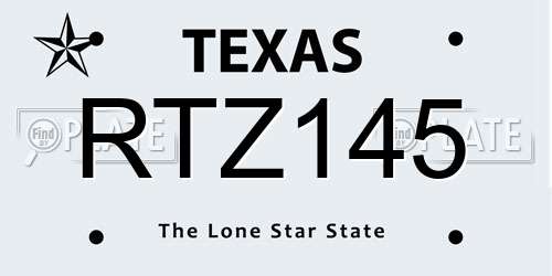 RTZ145 Texas License Plate