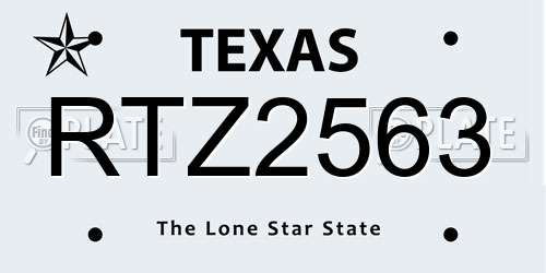 RTZ2563 Texas License Plate