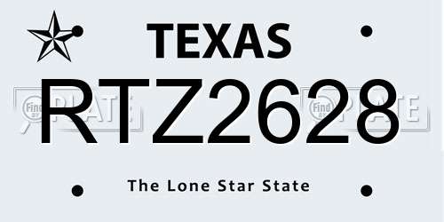 RTZ2628 Texas License Plate