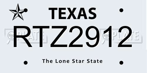 RTZ2912 Texas License Plate