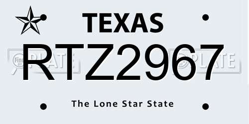 RTZ2967 Texas License Plate