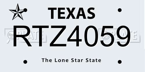 RTZ4059 Texas License Plate