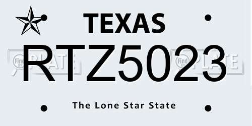RTZ5023 Texas License Plate