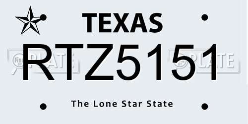 RTZ5151 Texas License Plate