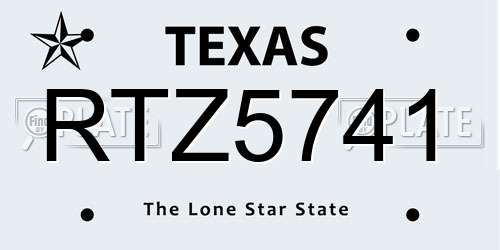 RTZ5741 Texas License Plate