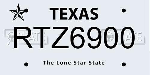 RTZ6900 Texas License Plate