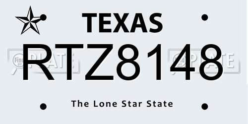 RTZ8148 Texas License Plate