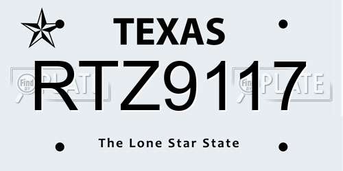 RTZ9117 Texas License Plate