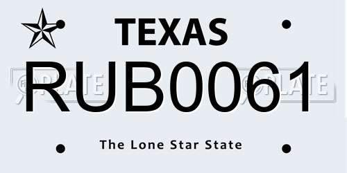 RUB0061 Texas License Plate