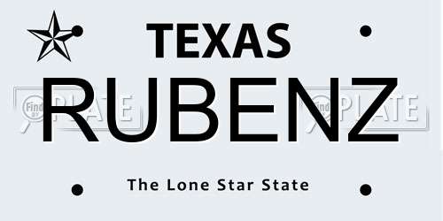 RUBENZ Texas License Plate