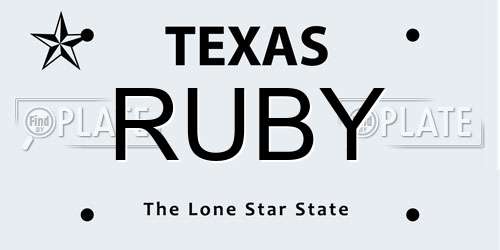 RUBY Texas License Plate