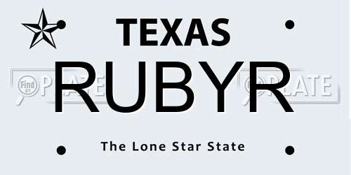 RUBYR Texas License Plate