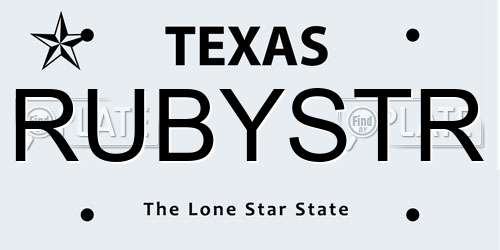 RUBYSTR Texas License Plate
