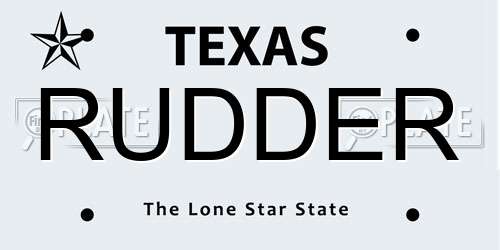 RUDDER Texas License Plate