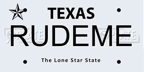 RUDEME Texas License Plate