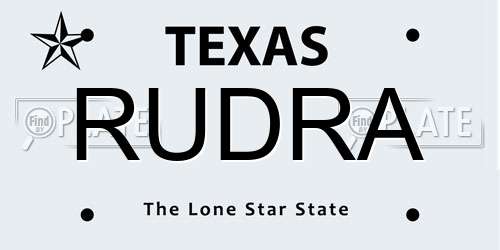 RUDRA Texas License Plate