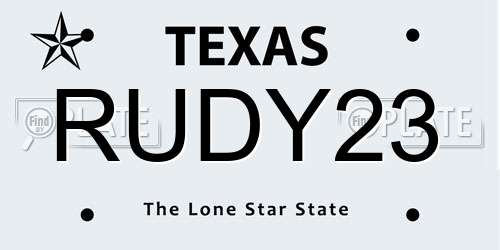 RUDY23 Texas License Plate