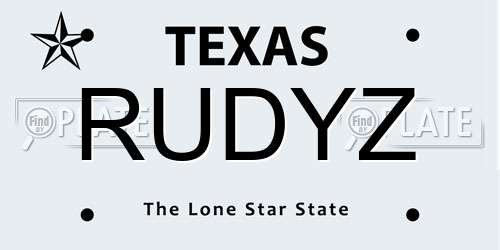 RUDYZ Texas License Plate
