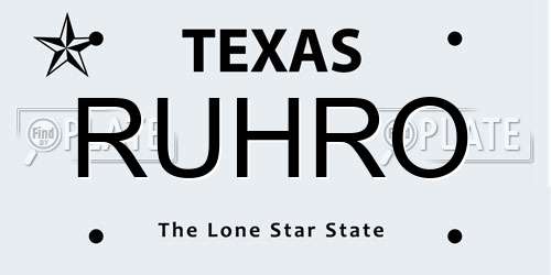 RUHRO Texas License Plate