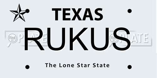 RUKUS Texas License Plate