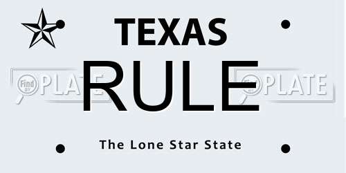 RULE Texas License Plate