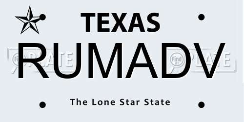 RUMADV Texas License Plate