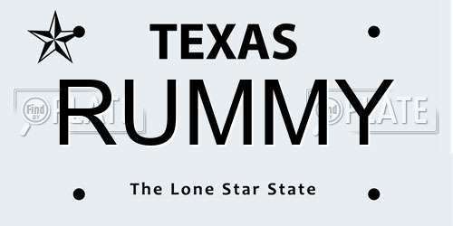 RUMMY Texas License Plate