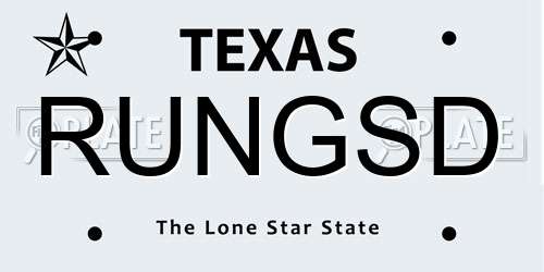 RUNGSD Texas License Plate