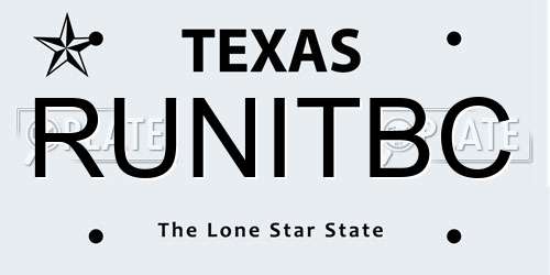 RUNITBC Texas License Plate