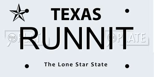 RUNNIT Texas License Plate
