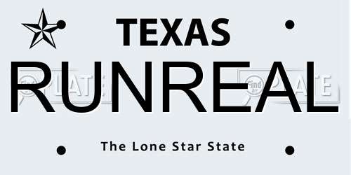 RUNREAL Texas License Plate