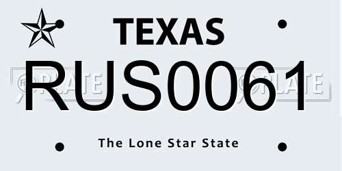 RUS0061 Texas License Plate