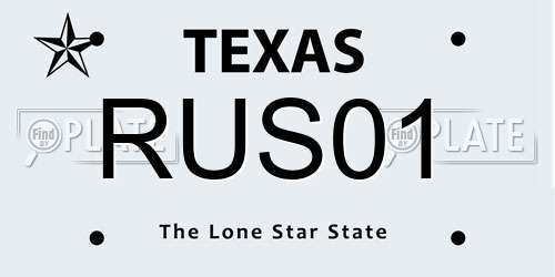RUS01 Texas License Plate