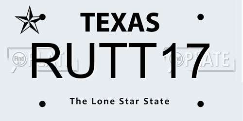 RUTT17 Texas License Plate