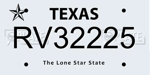 RV32225 Texas License Plate