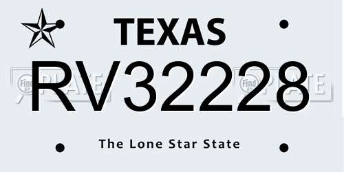 RV32228 Texas License Plate